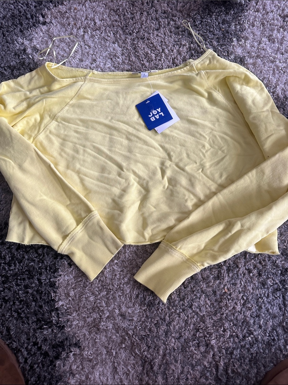 JoyLab Pale Yellow Cropped Long-Sleeve Top
